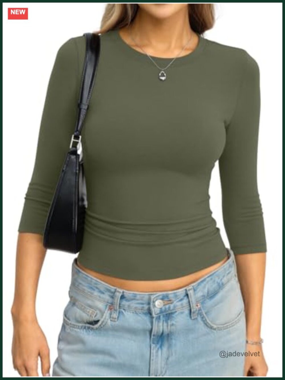 Women's Cotton 3/4 Sleeve Slim Fit T-Shirt Crew Neck Pullover